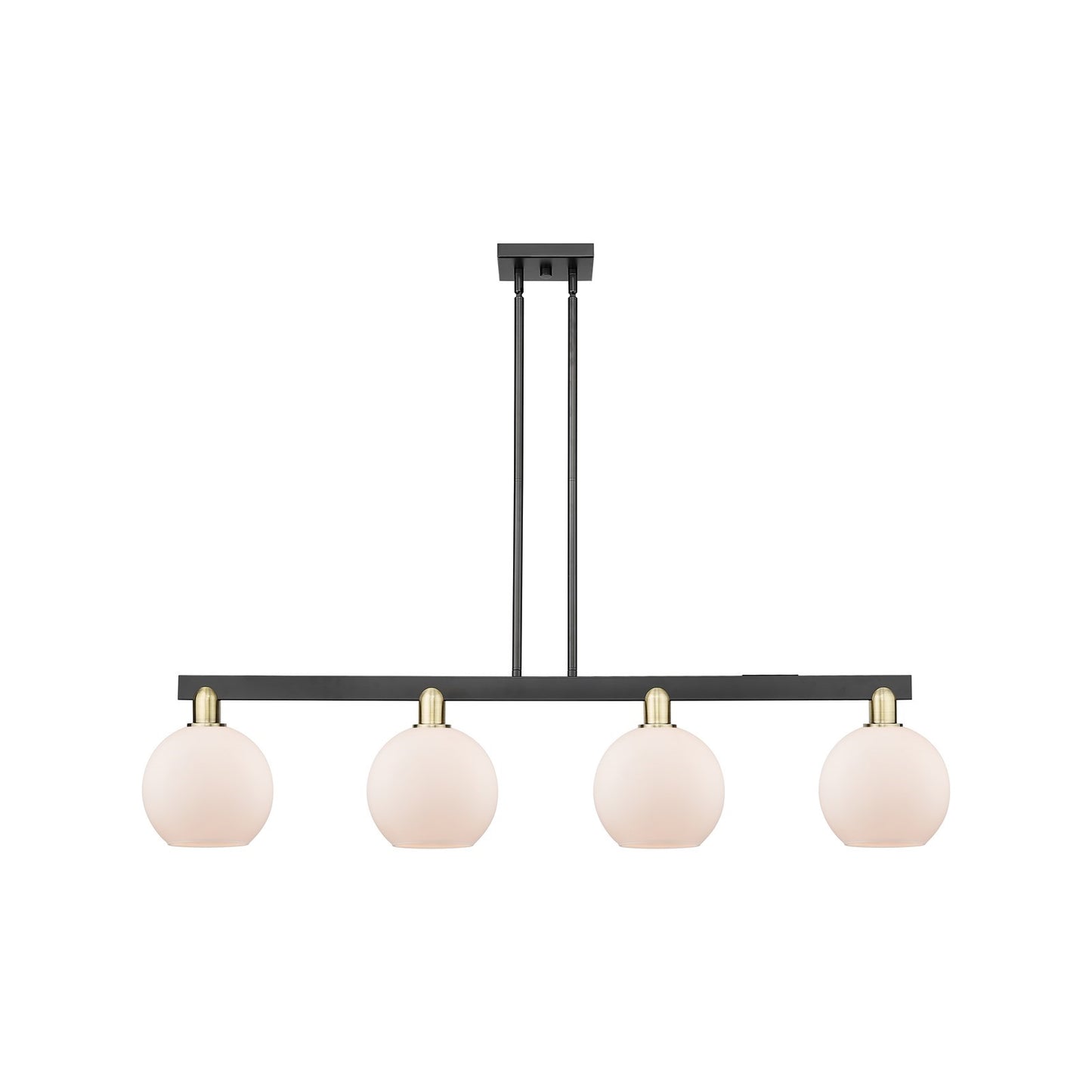 Innovations Athens 51in 4-Light Island Light | Industrial Black Antique Brass and Matte White Glass | Kitchen Island & Dining | Model 716-4I-BAB-G121-8