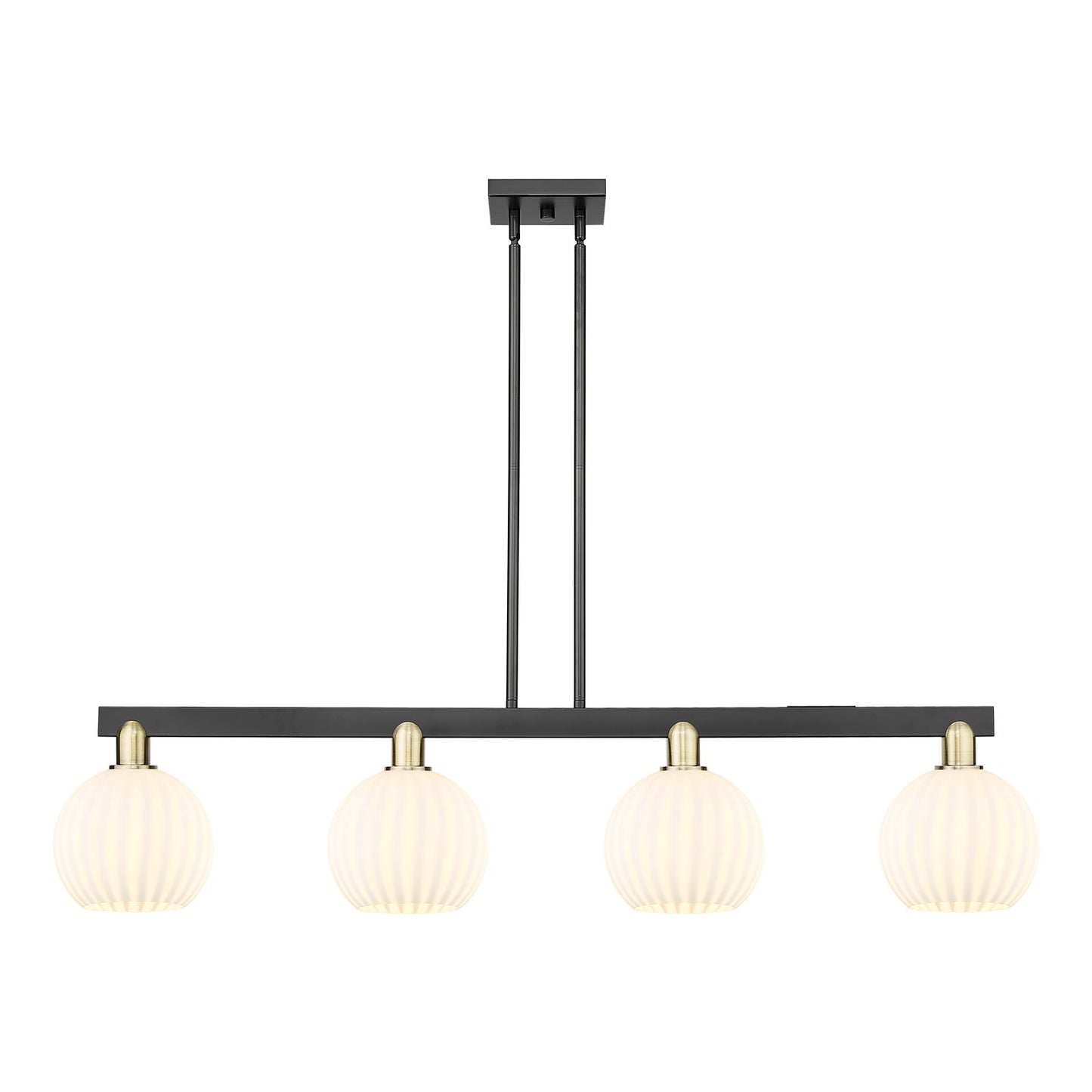 Innovations Lighting Arcadia 48in 4-Light Island Light | Modern Contemporary Black Antique Brass and White Venetian Glass | Model 716-4I-BAB-G1217-8WV