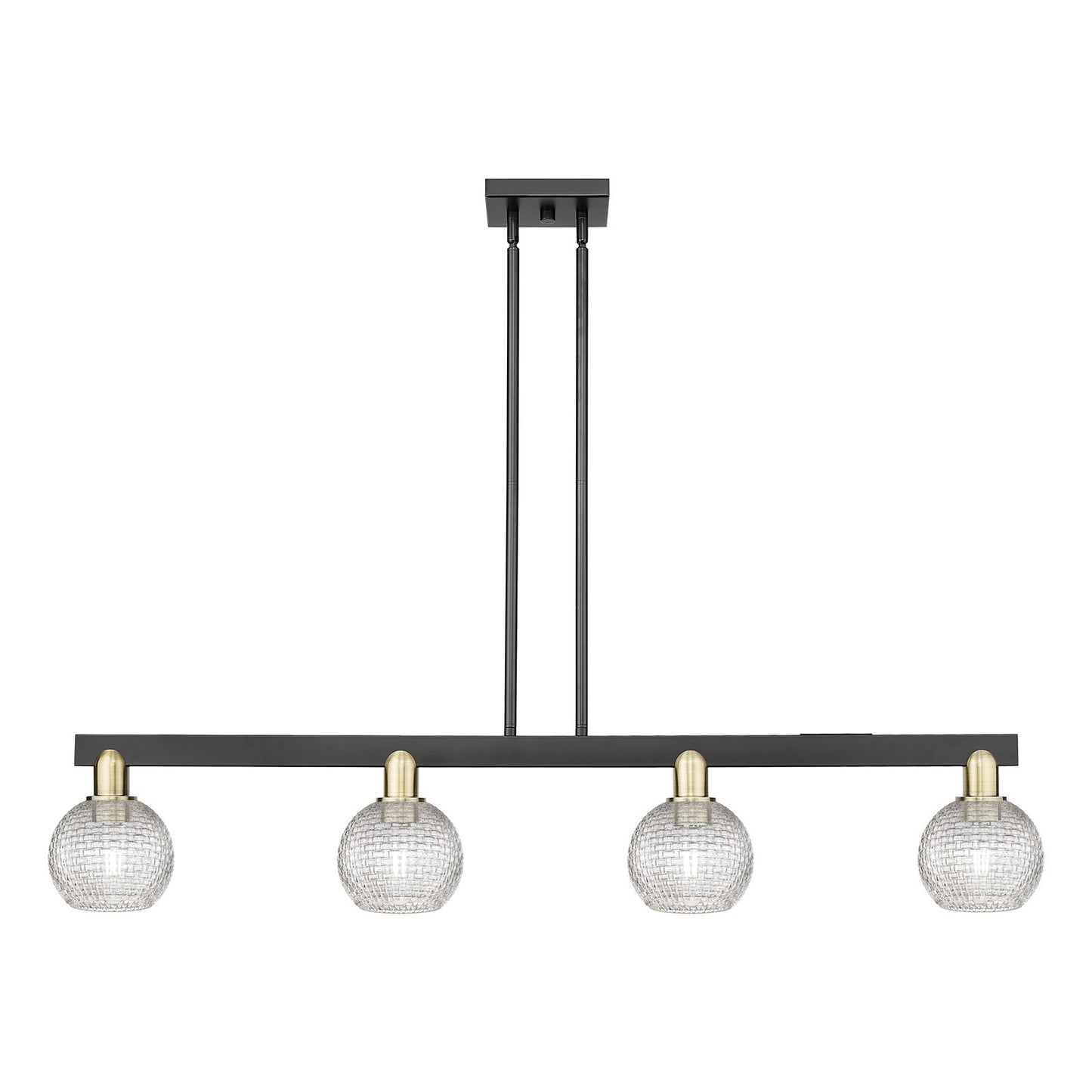 Innovations Athens 49in 4-Light Island Light | Industrial Black Antique Brass and Clear Basket Weave Glass | Kitchen Island & | Model 716-4I-BAB-G122C-6CL