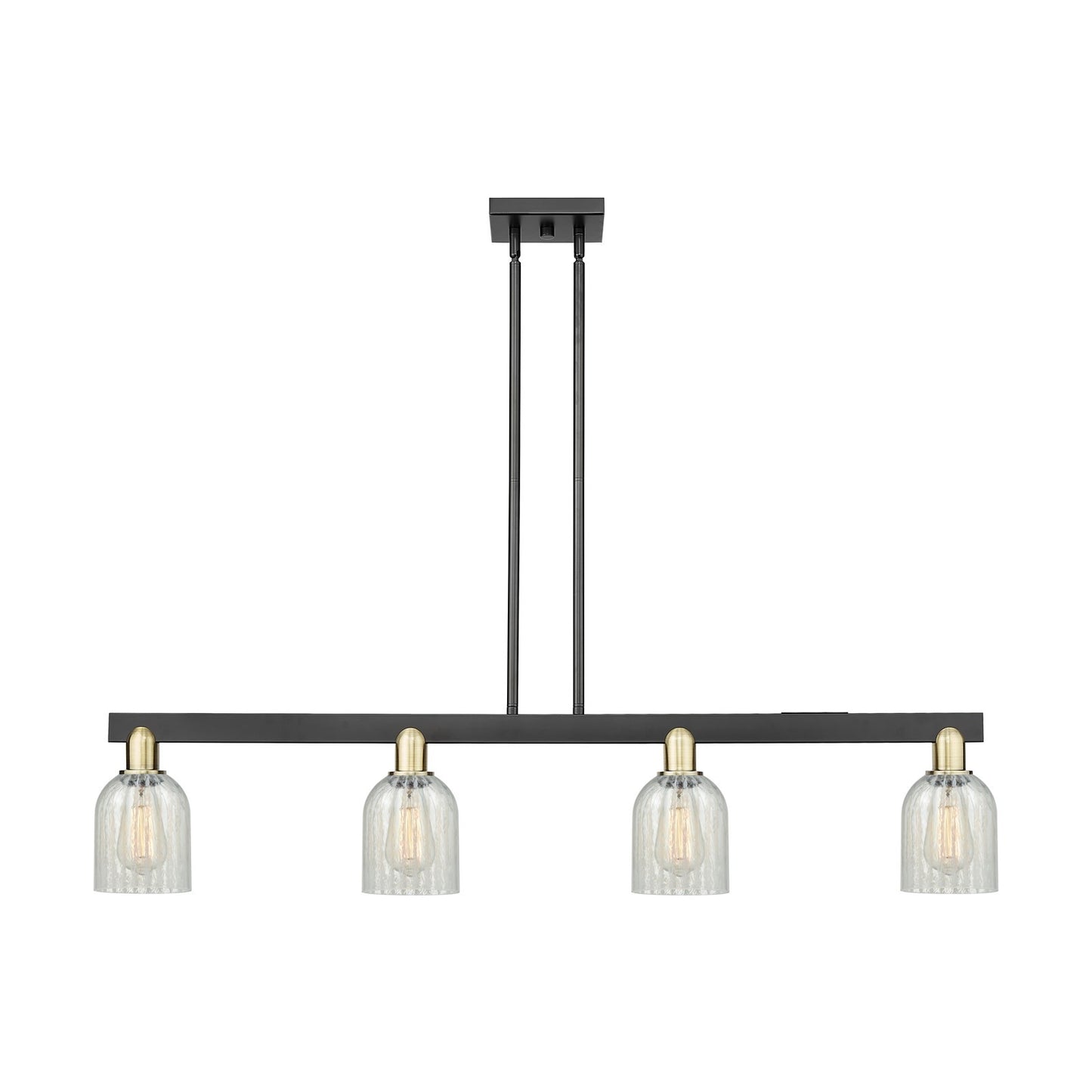Innovations Caledonia 48in 4-Light Island Light | Industrial Black Antique Brass Steel and Mouchette Glass | Kitchen Island & | Model 716-4I-BAB-G2511