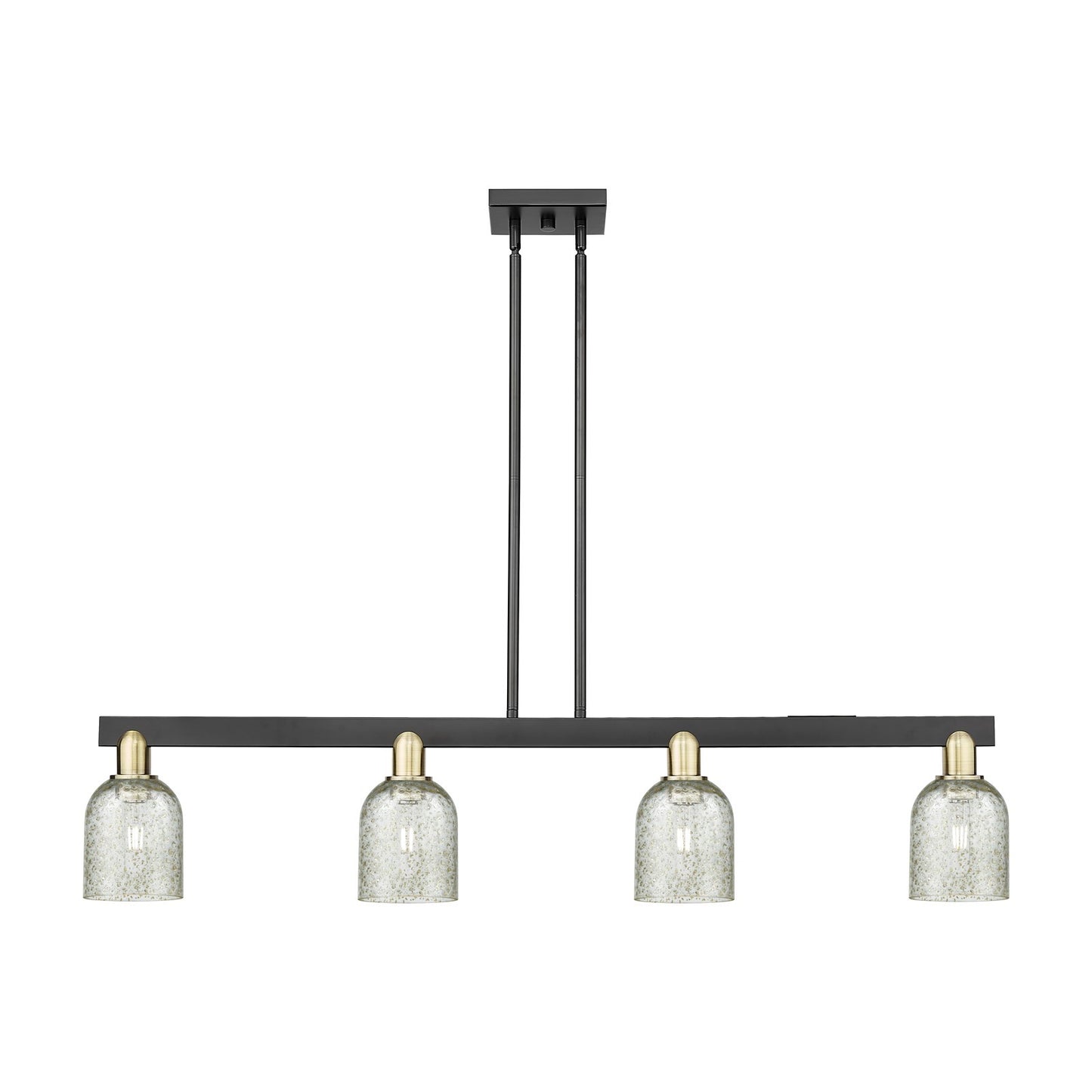 Innovations Caledonia 48in 4-Light Island Light | Industrial Black Antique Brass and Mica Glass | Kitchen Island & Dining Room | Model 716-4I-BAB-G259