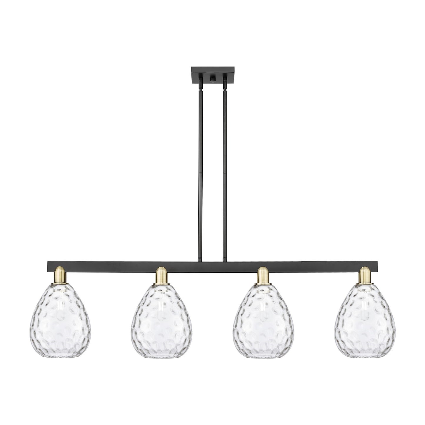 Innovations Waverly 51in 4-Light Island Light | Industrial Black Antique Brass Steel and Clear Glass | Kitchen Island & Dining | Model 716-4I-BAB-G372