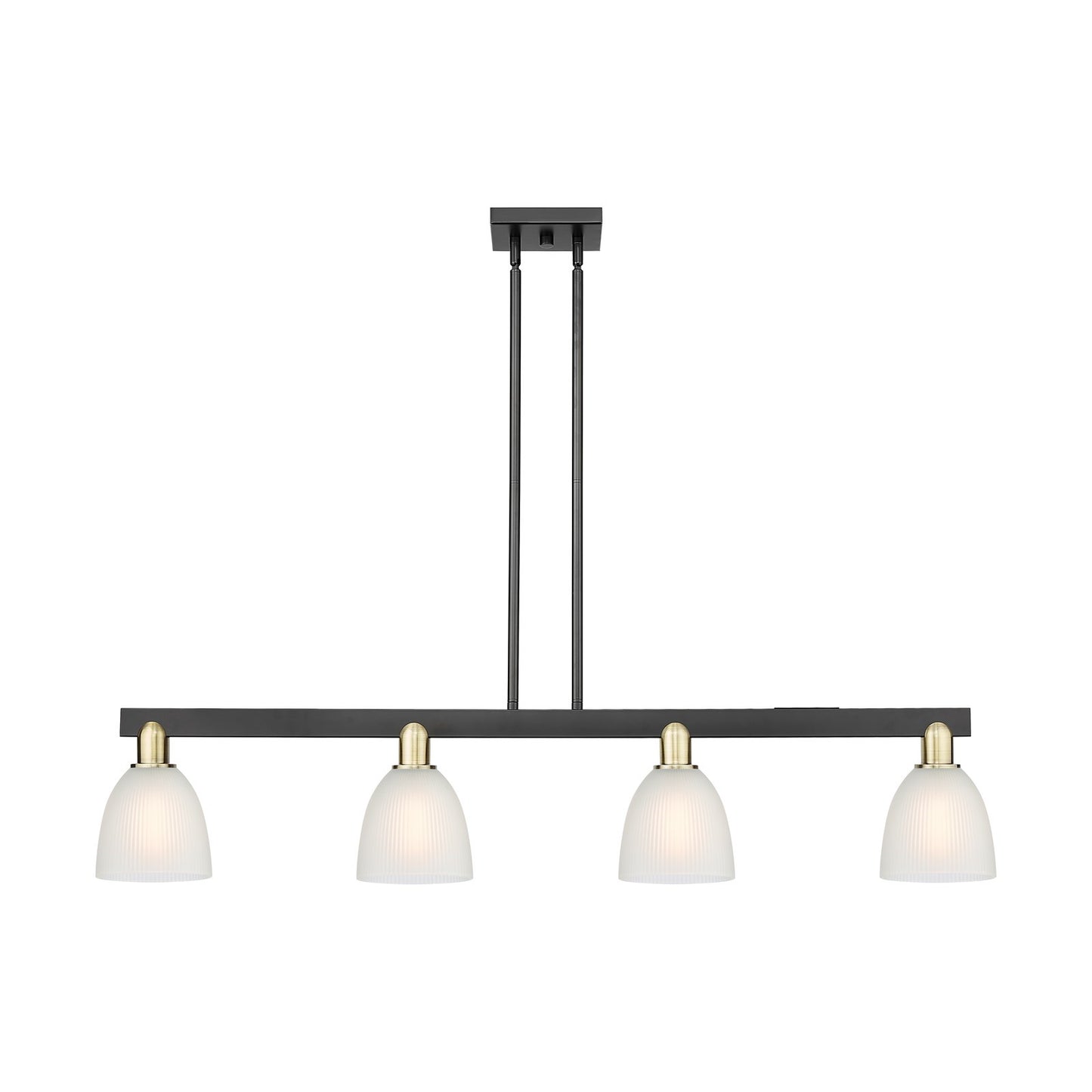 Innovations Castile 49in 4-Light Island Light | Industrial Black Antique Brass and White Glass | Kitchen Island & Dining Room | Model 716-4I-BAB-G381