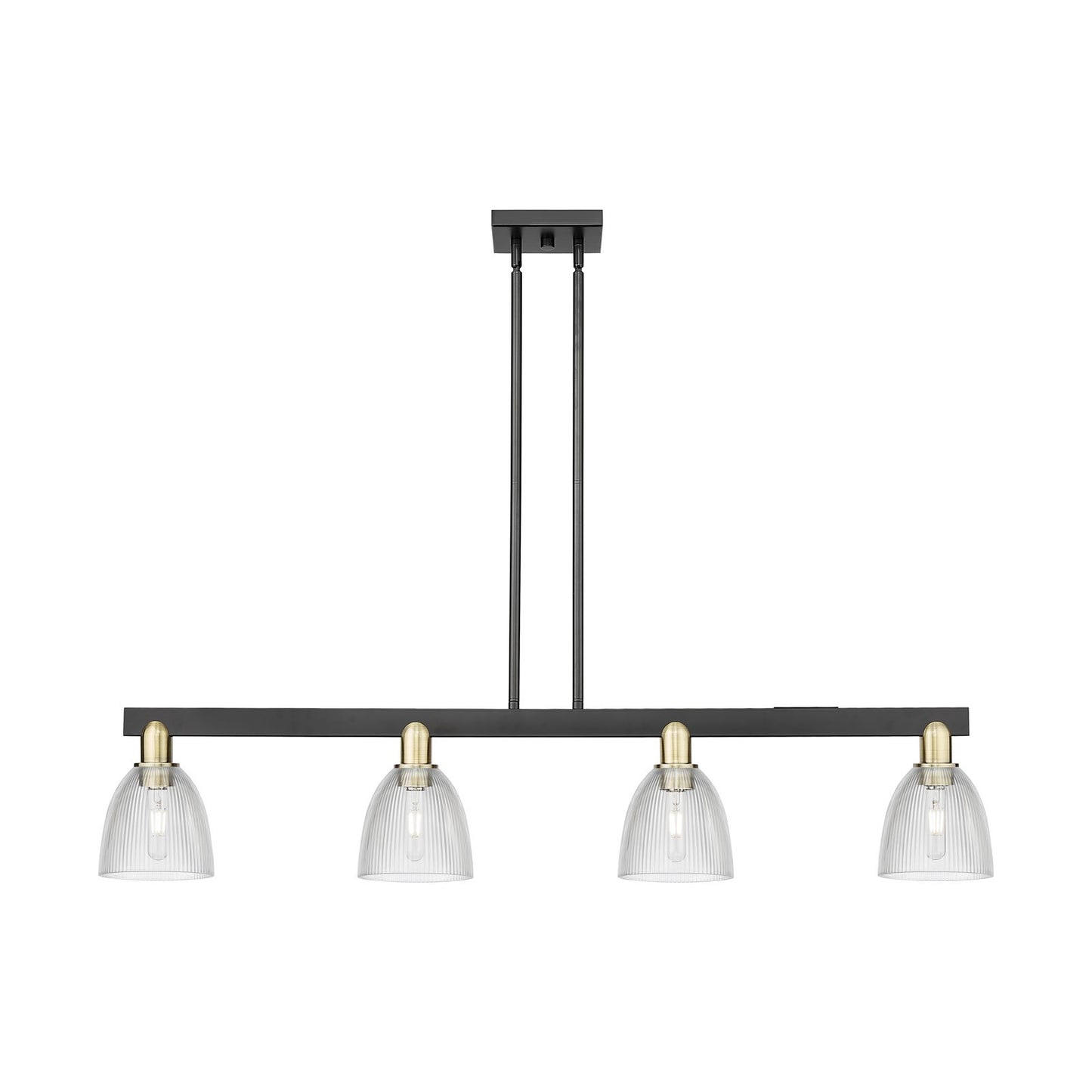 Innovations Castile 49in 4-Light Island Light | Industrial Black Antique Brass and Clear Glass | Kitchen Island | 48.75 x 9.88 in | Model 716-4I-BAB-G382