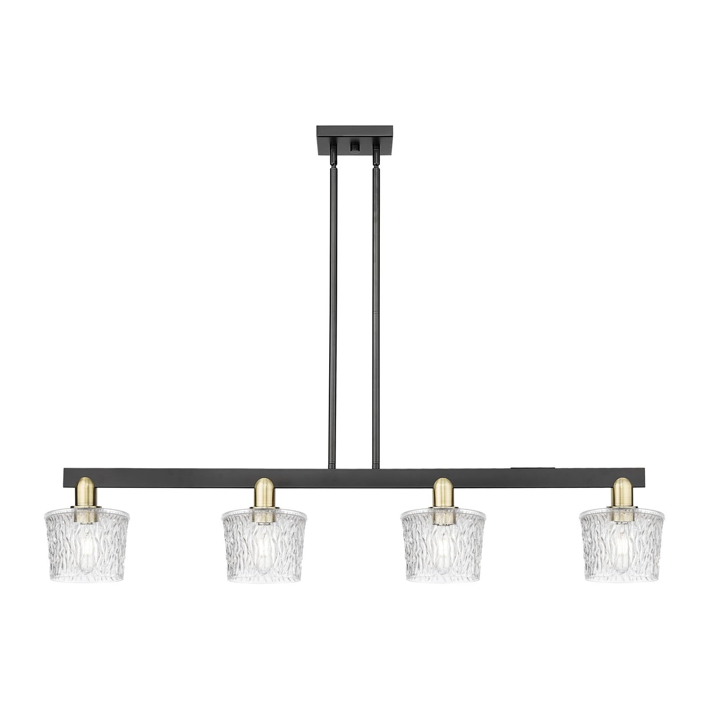 Innovations Niagara 49in 4-Light Island Light | Industrial Black Antique Brass and Clear Glass | Kitchen Island & Dining Room | Model 716-4I-BAB-G402