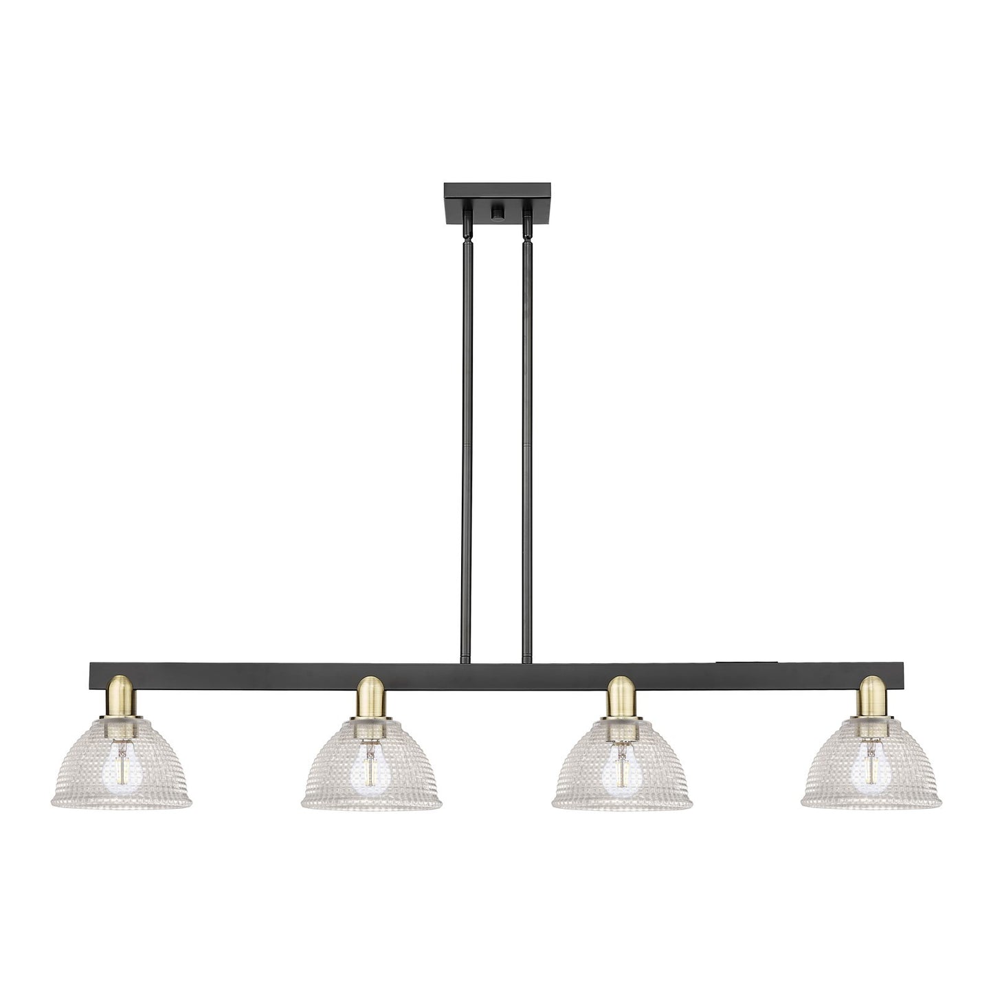 Innovations Arietta 51in 4-Light Island Light | Industrial Black Antique Brass and Clear Glass | Kitchen Island & Dining Room | Model 716-4I-BAB-G422