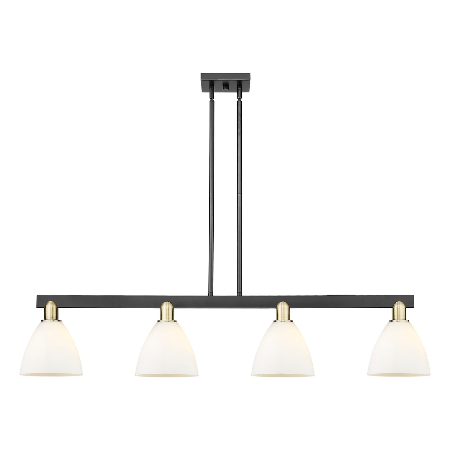 Innovations Bristol 50in 4-Light Island Light | Industrial Black Antique Brass Steel and Matte White Glass | Kitchen Island & | Model 716-4I-BAB-GBD-751