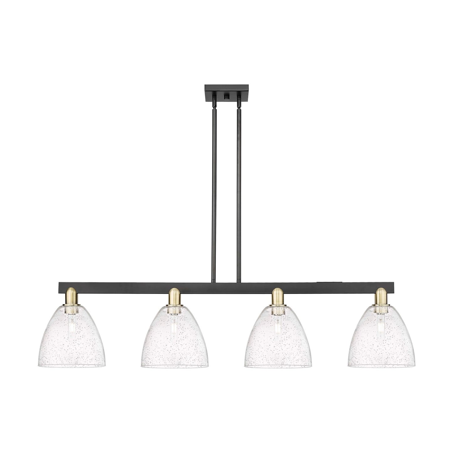 Innovations Bristol 52in 4-Light Island Light | Industrial Black Antique Brass Steel and Seedy Glass | Kitchen Island & Dining | Model 716-4I-BAB-GBD-94
