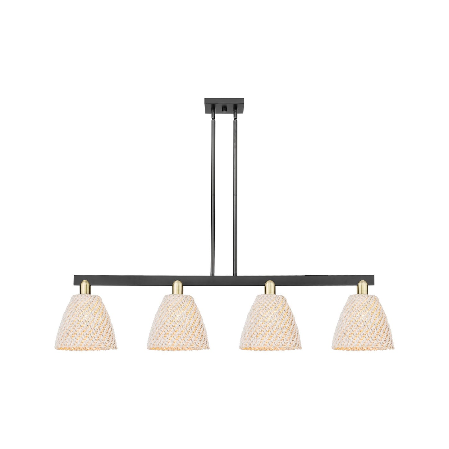 Innovations Bristol Natural 52in 4-Light Island Light | Industrial Black Antique Brass and Natural Fiber Dome Shade | Kitchen | Model 716-4I-BAB-NBD-9-NAT