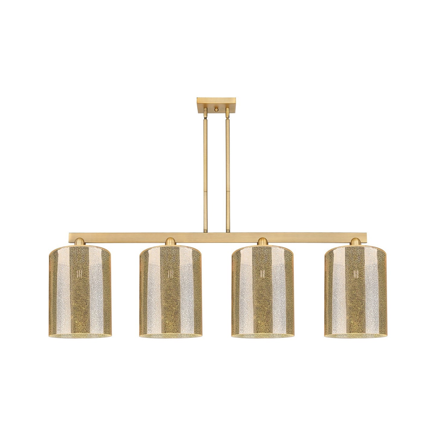 Innovations Cobbleskill 52in 4-Light Island Light | Industrial Brushed Brass Steel and Mercury Glass | Kitchen Island & Dining | Model 716-4I-BB-G116-L