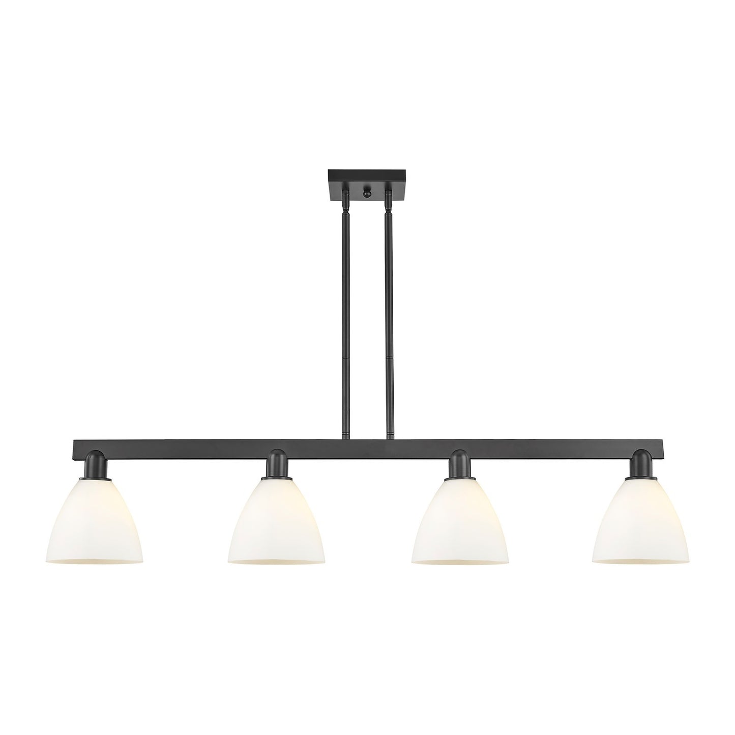 Innovations Lighting Bristol 50.25in 4-Light Island Light | Industrial Matte Black Steel and Matte White Glass | Kitchen Island | Model 716-4I-BK-GBD-751