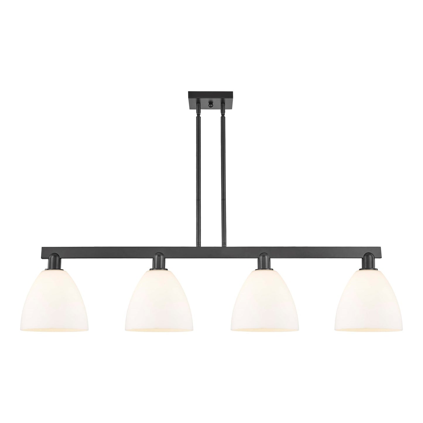Innovations Bristol 52in 4-Light Island Light | Industrial Matte Black Steel and Matte White Glass | Kitchen Island & Dining Room | Model 716-4I-BK-GBD-91