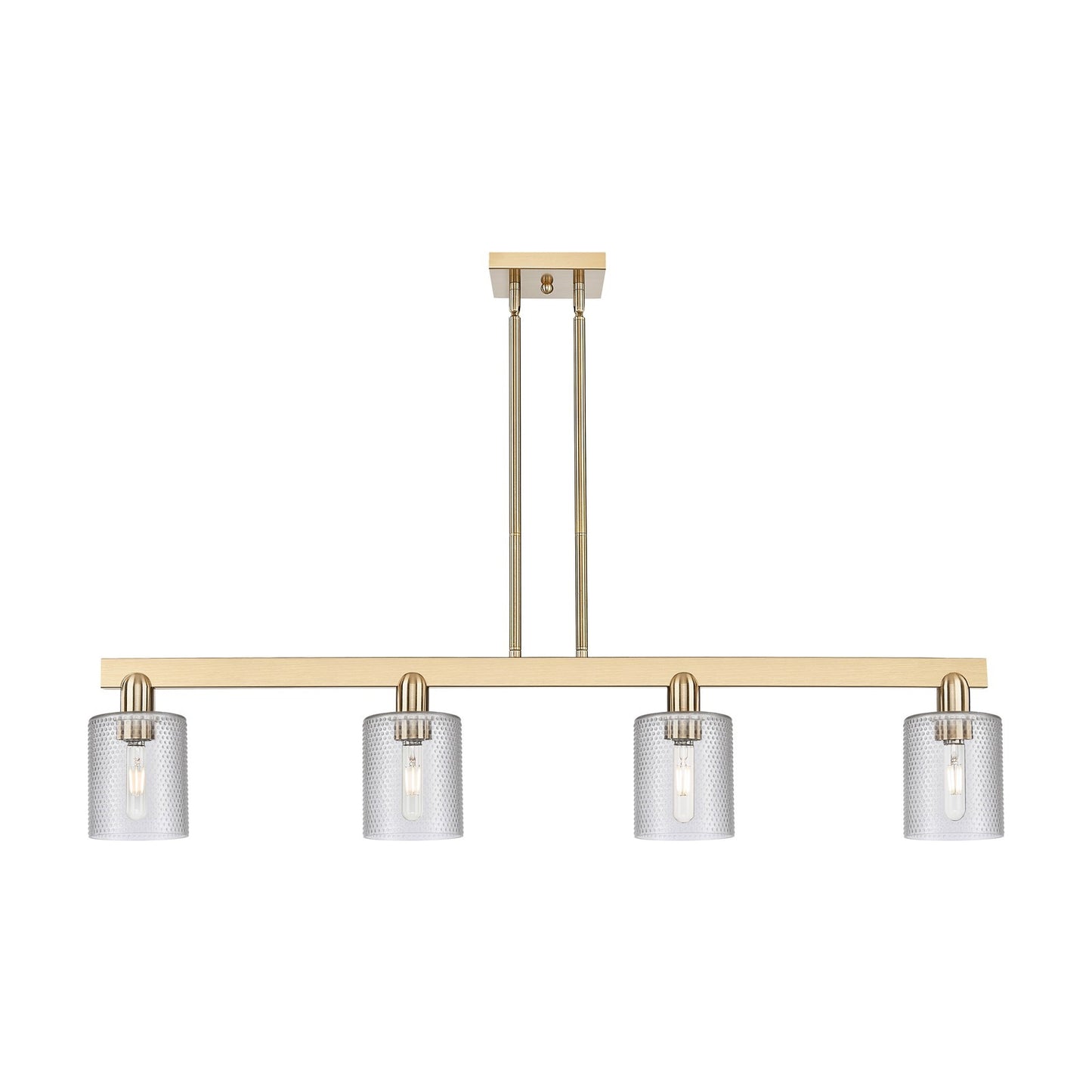 Innovations Cobbleskill 48in 4-Light Island Light | Industrial Champagne Bronze Steel and Clear Glass | Kitchen Island & Dining | Model 716-4I-CB-G112