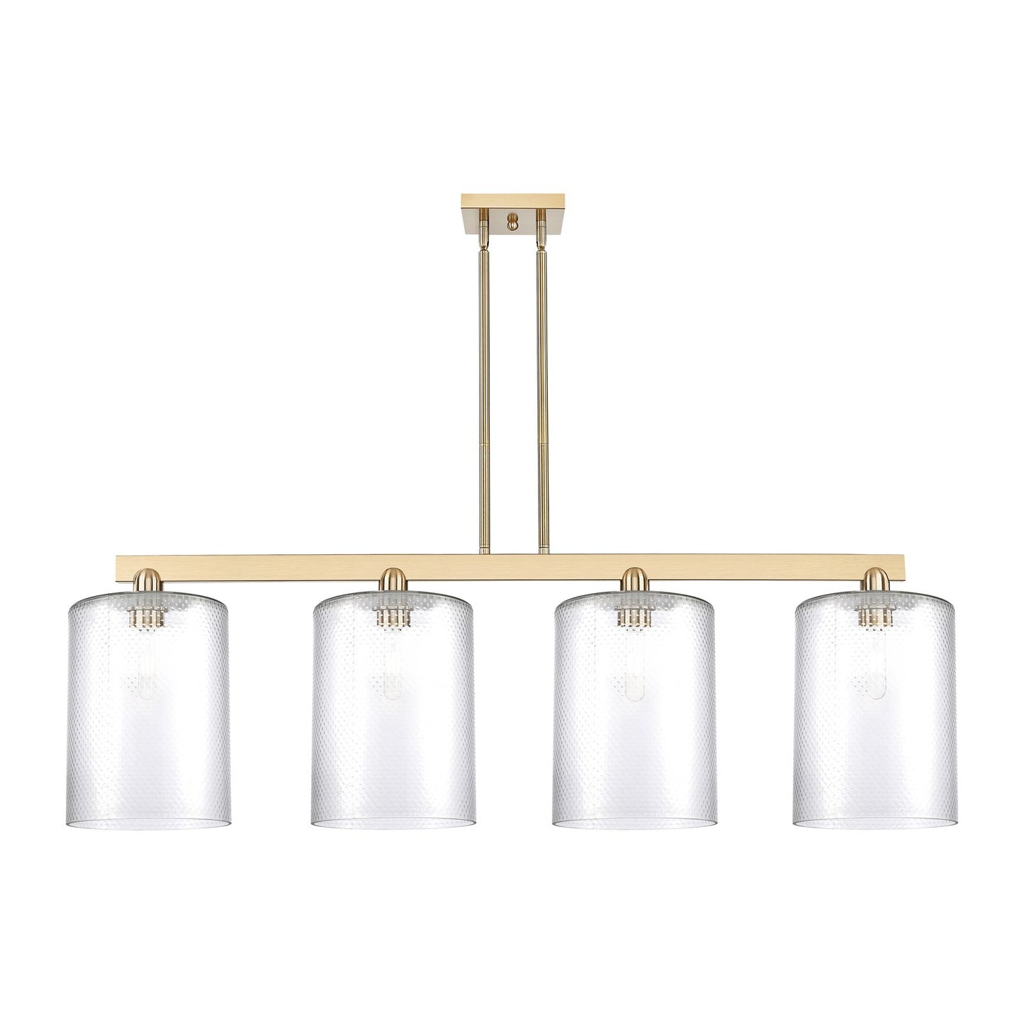 Innovations Cobbleskill 52in 4-Light Island Light | Industrial Champagne Bronze Steel and Clear Glass | Kitchen Island & Dining | Model 716-4I-CB-G112-L