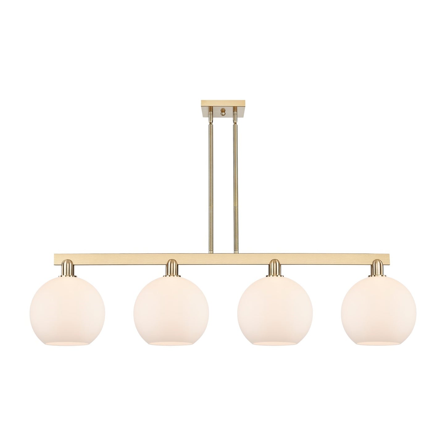 Innovations Athens 53in 4-Light Island Light | Industrial Champagne Bronze Steel and Matte White Glass | Kitchen Island & Dining | Model 716-4I-CB-G121-10