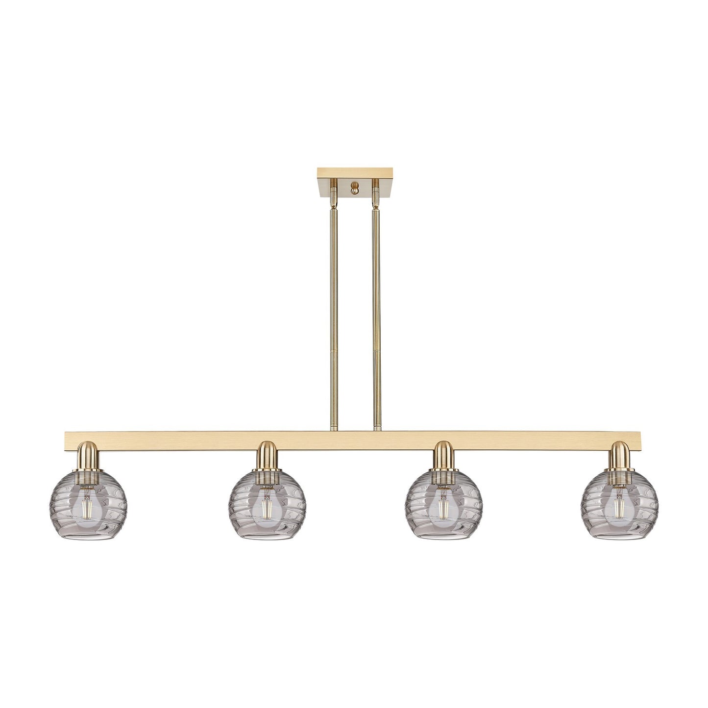 Innovations Athens Deco Swirl 48.625in 4-Light Island Light | Industrial Champagne Bronze Steel and Light Smoke Glass | Model 716-4I-CB-G1213-6SM