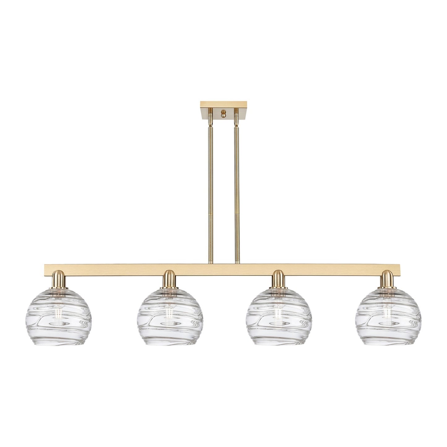 Innovations Athens Deco Swirl 51in 4-Light Island Light | Industrial Champagne Bronze Steel and Clear Deco Swirl Glass | Model 716-4I-CB-G1213-8CL