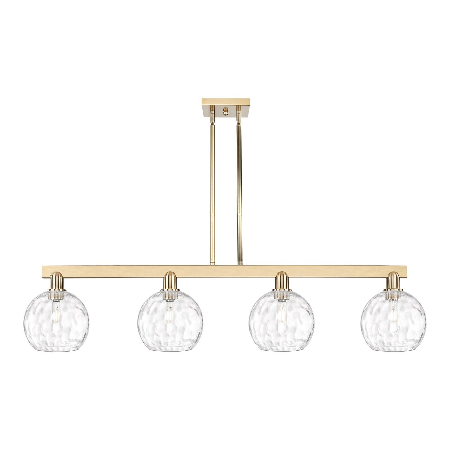 Innovations Athens 51in 4-Light Island Light | Industrial Champagne Bronze Steel and Clear Water Glass | Kitchen Island & Dining | Model 716-4I-CB-G1215-8