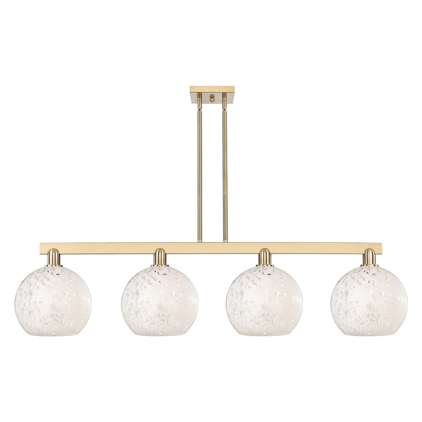 Innovations Lighting White Mouchette 53in 4-Light Island Light | Industrial Champagne Bronze Steel and White Glass | Kitchen | Model 716-4I-CB-G1216-10WM