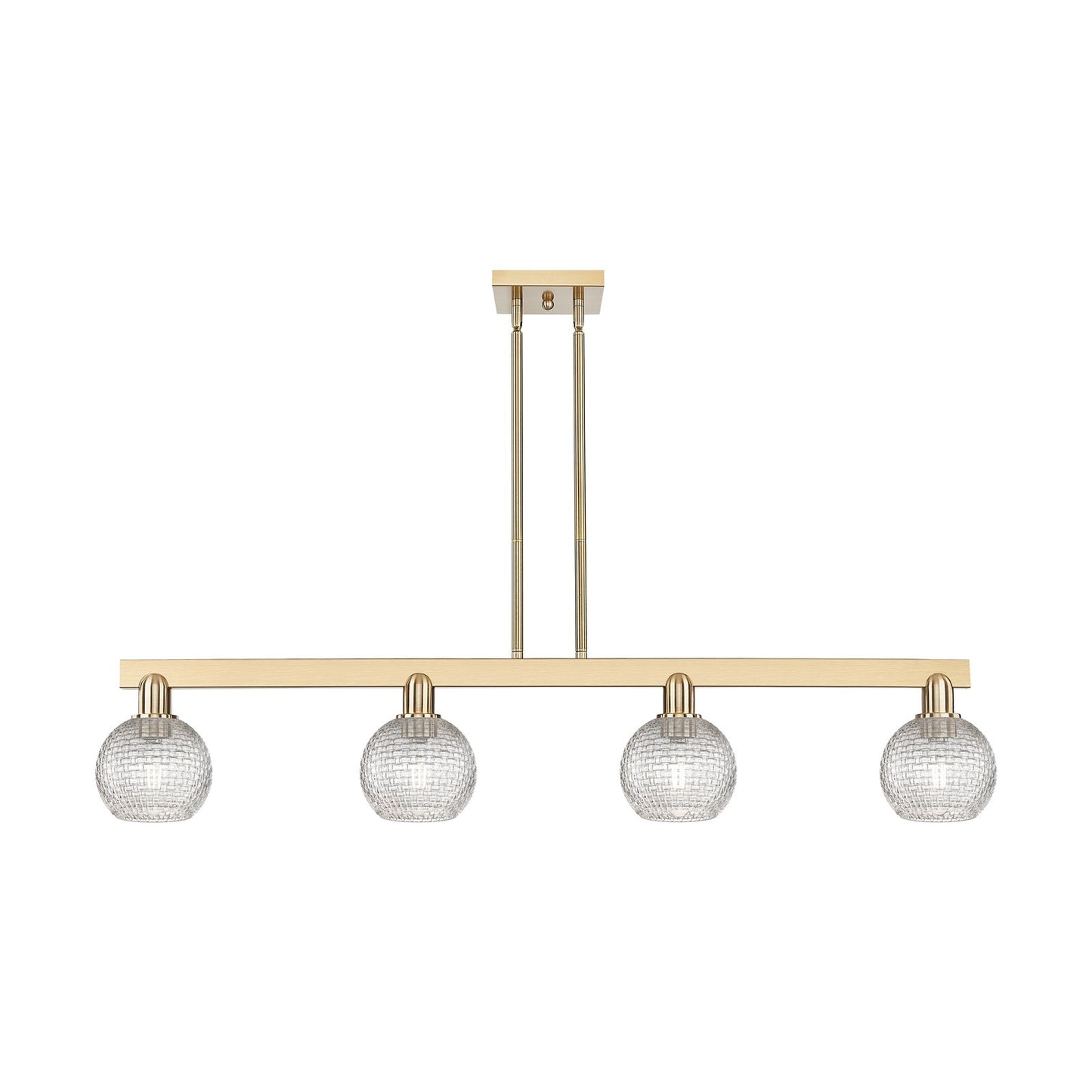Innovations Athens 49in 4-Light Island Light | Industrial Champagne Bronze Steel and Clear Basket Weave Glass | Kitchen Island | Model 716-4I-CB-G122C-6CL