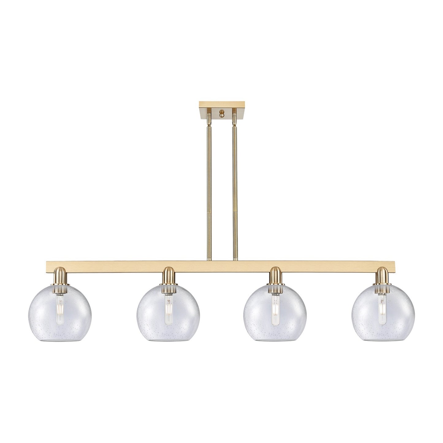Innovations Athens 51in 4-Light Island Light | Industrial Champagne Bronze Steel and Seedy Glass | Kitchen Island & Dining Room | Model 716-4I-CB-G124-8