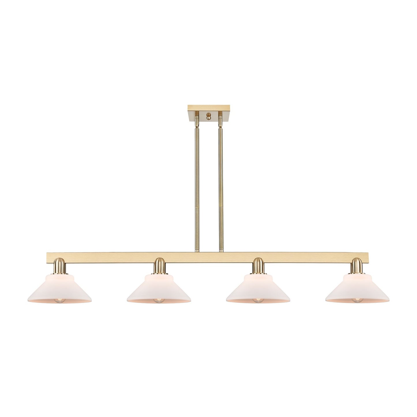 Innovations Orwell 51in 4-Light Island Light | Industrial Champagne Bronze Steel and Matte White Glass | Kitchen Island & Dining | Model 716-4I-CB-G131