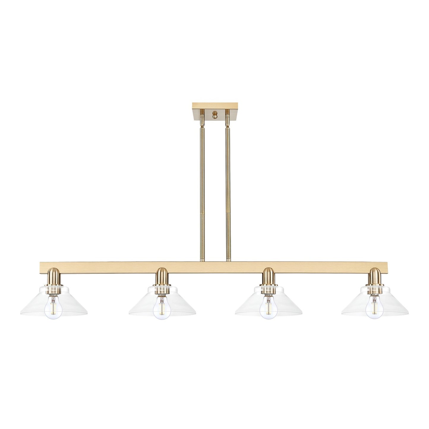 Innovations Orwell 51in 4-Light Island Light | Industrial Champagne Bronze Steel and Clear Cone Glass | Kitchen Island & Dining | Model 716-4I-CB-G132