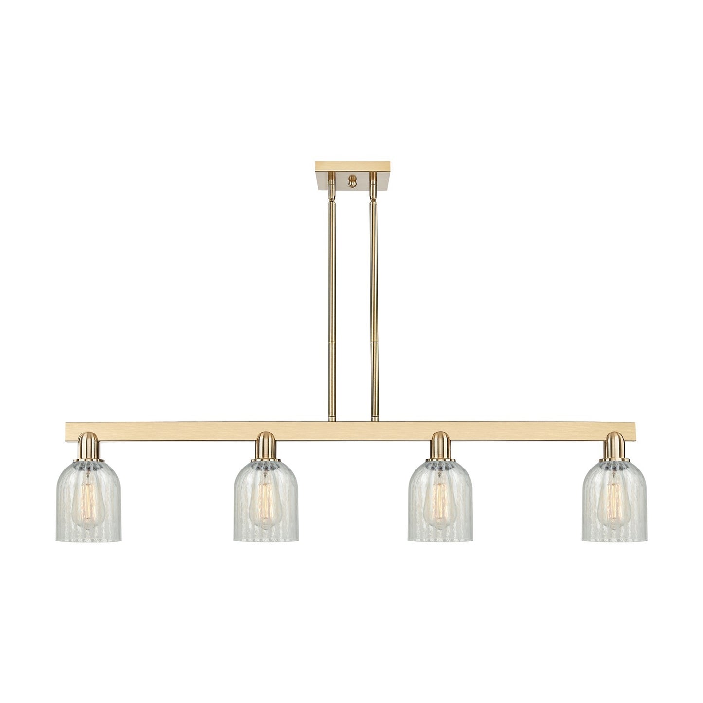 Innovations Caledonia 48in 4-Light Island Light | Industrial Champagne Bronze Steel and Mouchette Glass | Kitchen Island & Dining | Model 716-4I-CB-G2511
