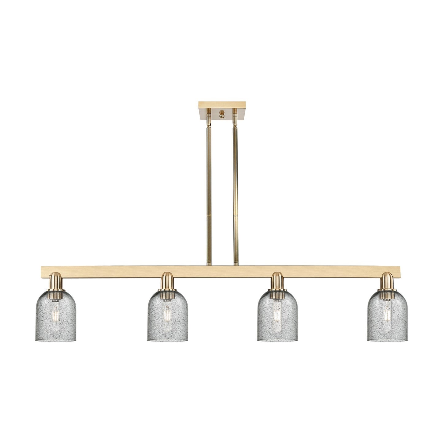 Innovations Caledonia 48in 4-Light Island Light | Industrial Champagne Bronze Steel and Charcoal Glass | Kitchen Island & Dining | Model 716-4I-CB-G257