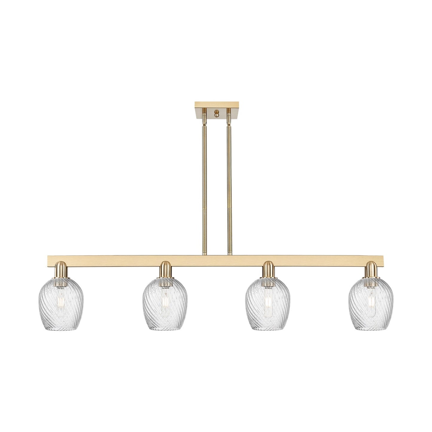Innovations Salina 48.5in 4-Light Island Light | Industrial Champagne Bronze Steel and Clear Spiral Fluted Glass | Kitchen Island & | Model 716-4I-CB-G292