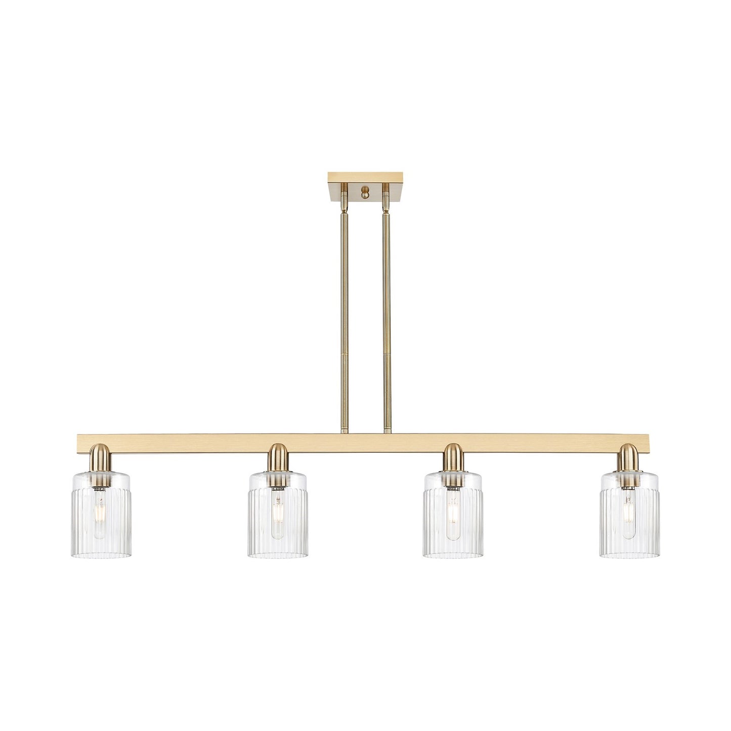 Innovations Hadley 47in 4-Light Island Light | Industrial Champagne Bronze Steel and Clear Ribbed Glass | Kitchen Island | Model 716-4I-CB-G342