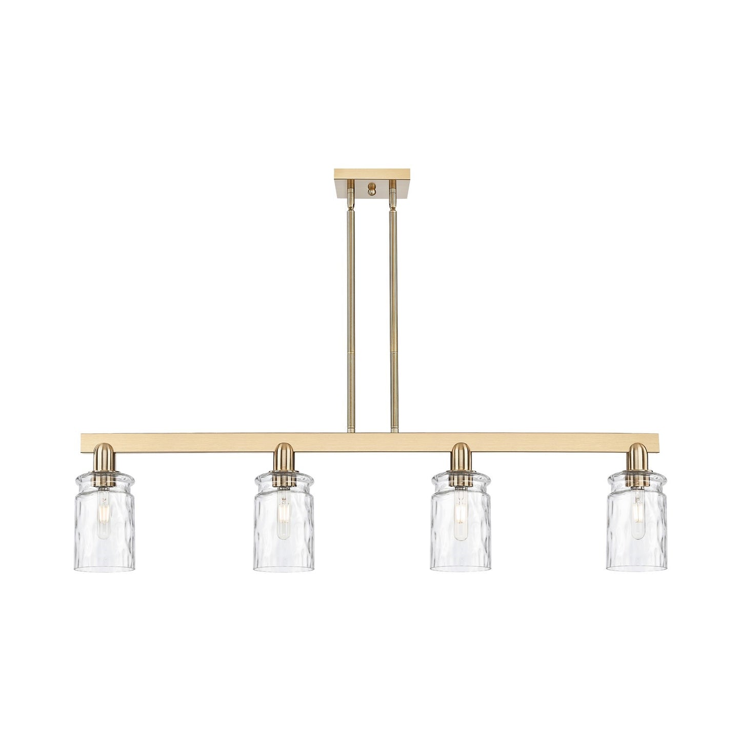 Innovations Candor 48in 4-Light Island Light | Industrial Champagne Bronze Steel and Clear Waterglass Glass | Kitchen Island | Model 716-4I-CB-G352