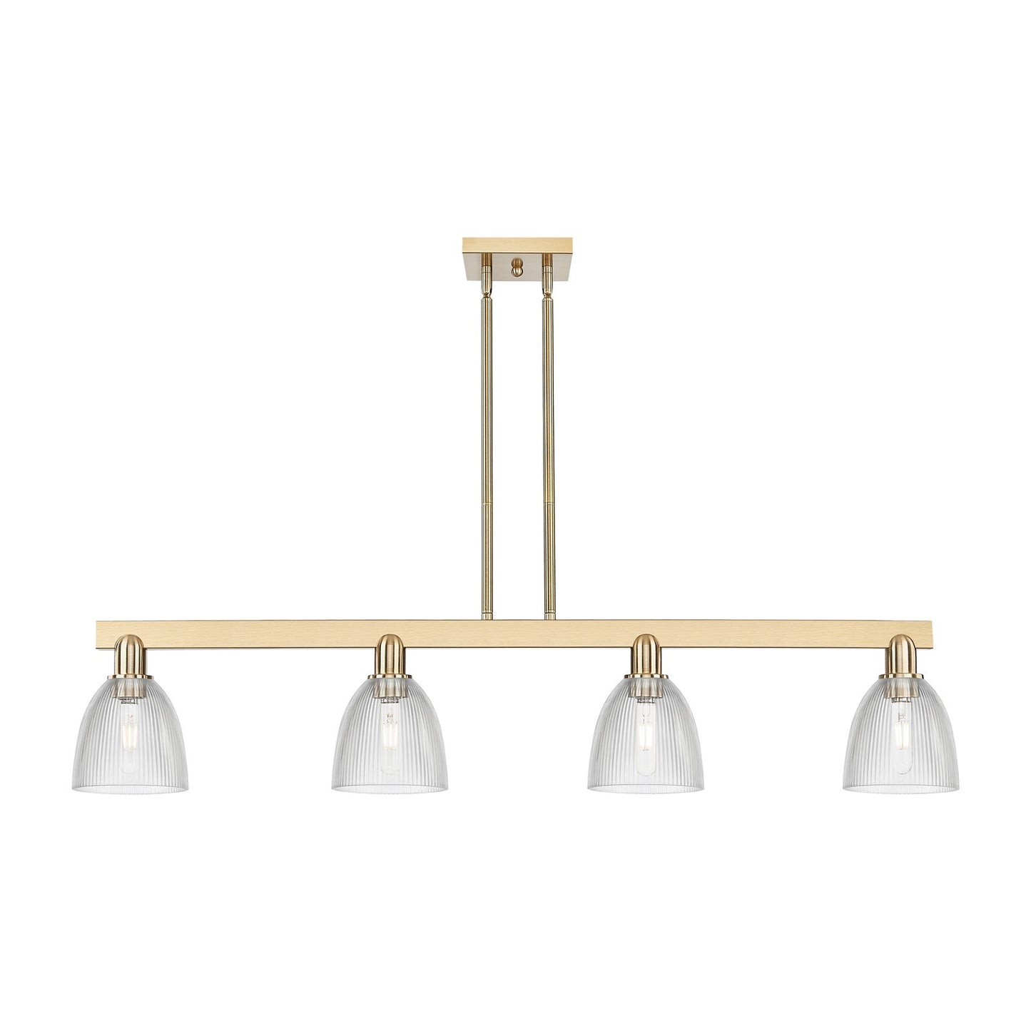 Innovations Castile 49in 4-Light Island Light | Industrial Champagne Bronze Steel and Clear Glass | Kitchen Island & Dining Room | Model 716-4I-CB-G382