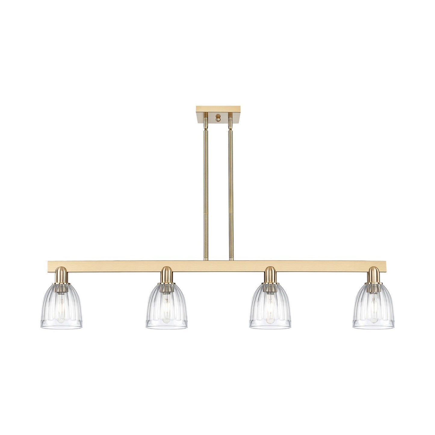 Innovations Brookfield 49in 4-Light Island Light | Industrial Champagne Bronze Steel and Clear Ribbed Glass | Kitchen Island & | Model 716-4I-CB-G442