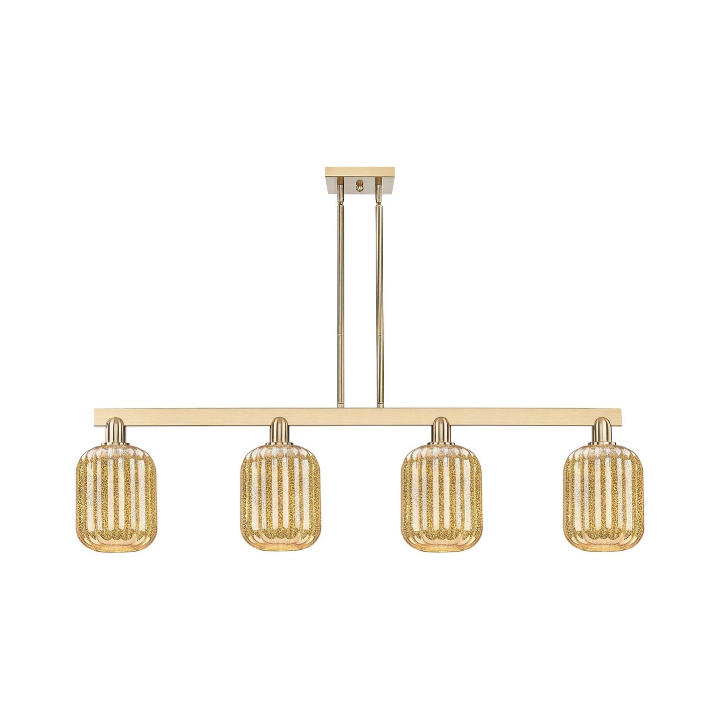Innovations Preston Cylinder 49.5in 4-Light Island Light | Industrial Champagne Bronze Steel and Mercury Glass | Kitchen Island | Model 716-4I-CB-G460-7ME
