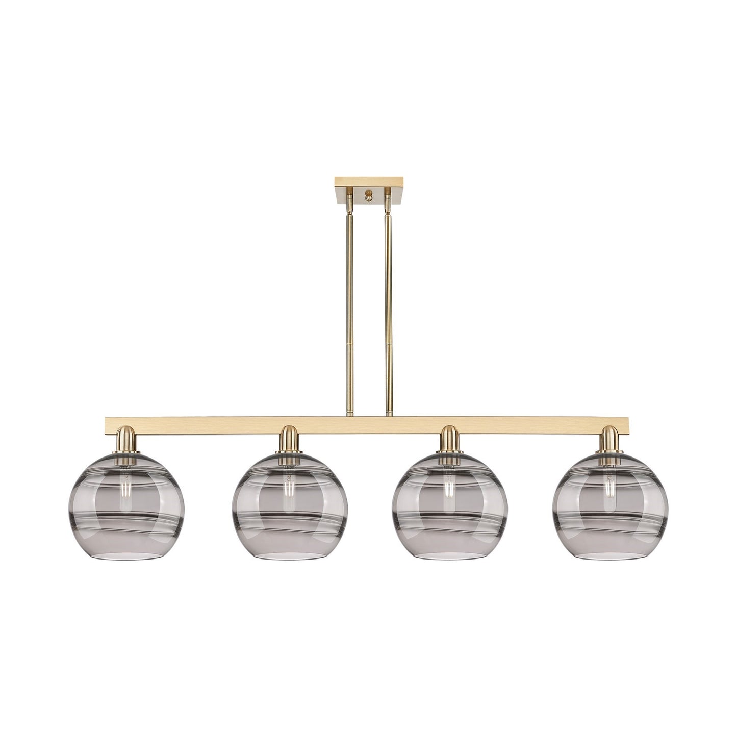 Innovations Rochester 53in 4-Light Island Light | Industrial Champagne Bronze Steel and Light Smoke Glass | Kitchen Island & | Model 716-4I-CB-G556-10SM
