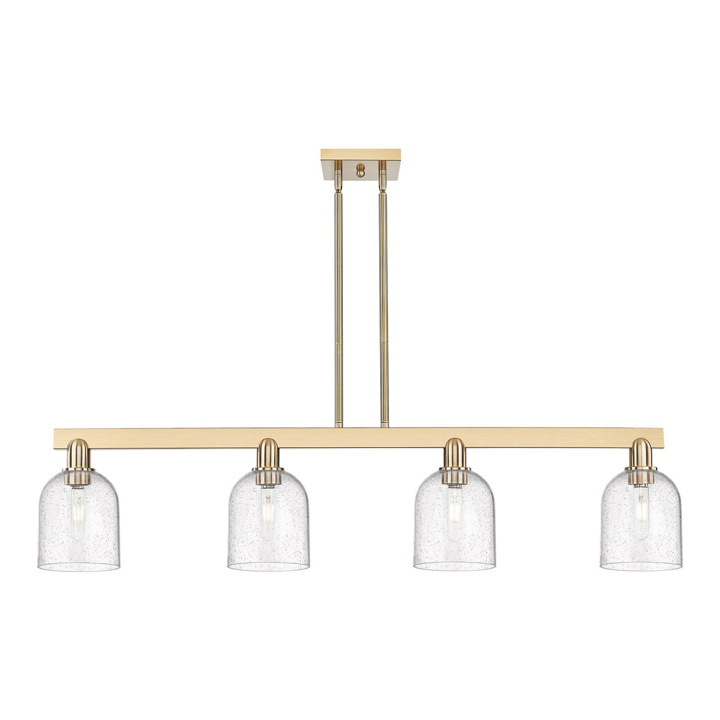 Innovations Bella 48in 4-Light Island Light | Industrial Champagne Bronze Steel and Seedy Glass | Kitchen Island | Model 716-4I-CB-G558-6SDY