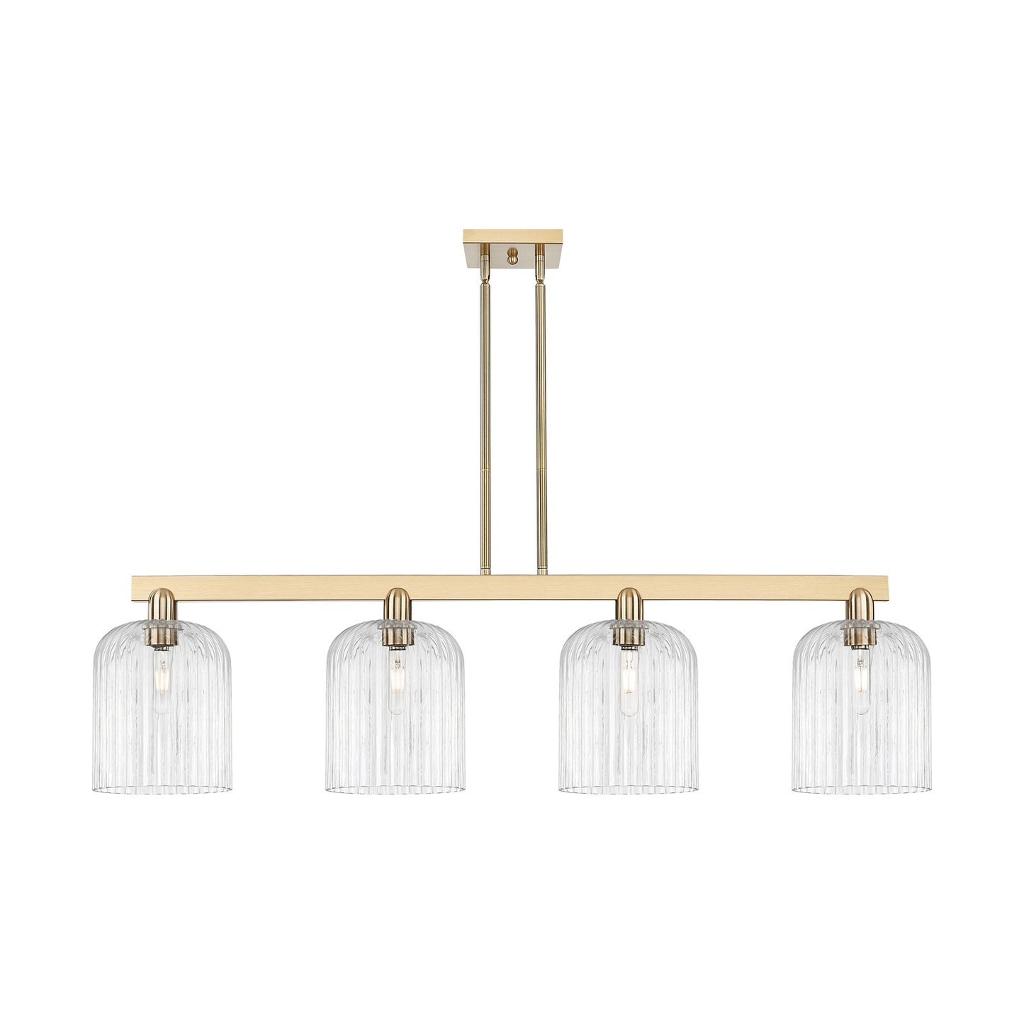 Innovations Bridal Veil 51in 4-Light Island Light | Industrial Champagne Bronze Steel and Clear Ribbed Glass | Kitchen Island & | Model 716-4I-CB-G559-8CL