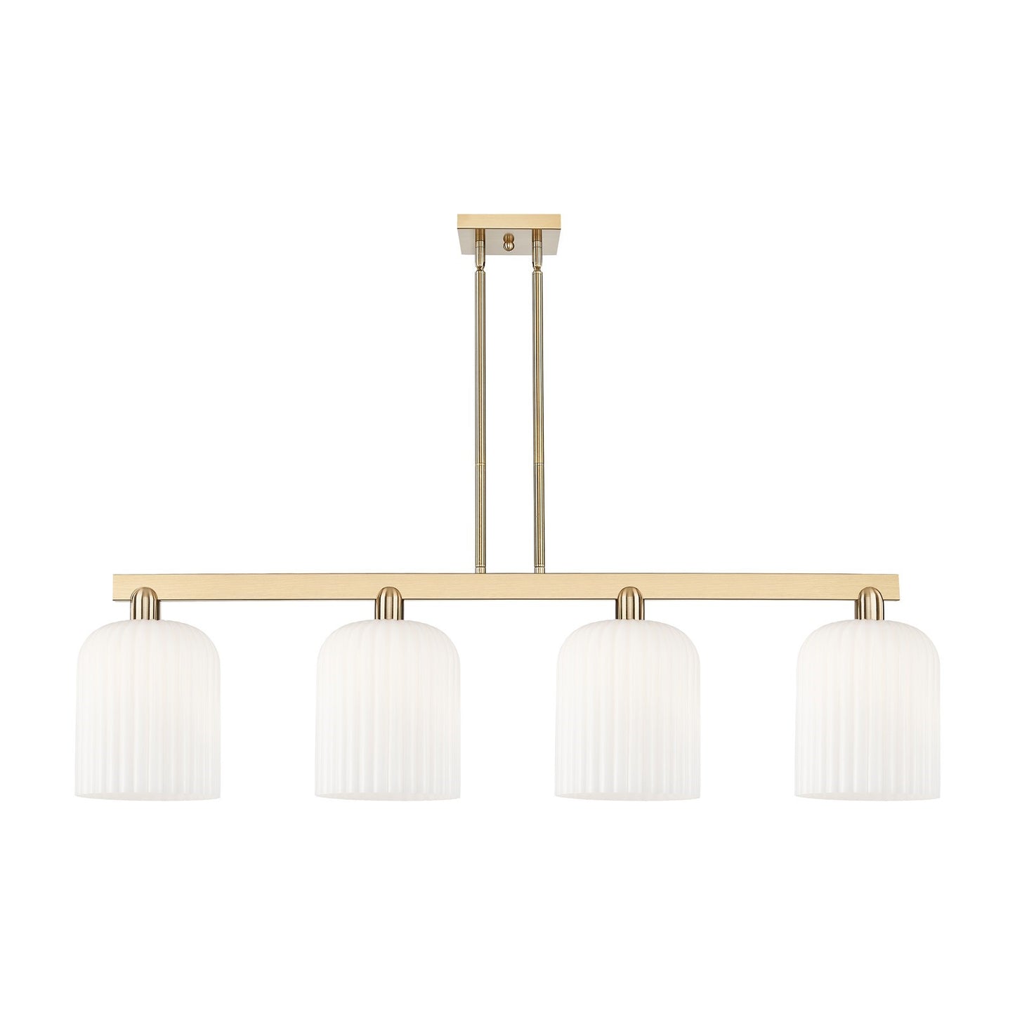 Innovations Bridal Veil 51in 4-Light Island Light | Industrial Champagne Bronze Steel and Gloss White Ribbed Glass | Kitchen | Model 716-4I-CB-G559-8GWH