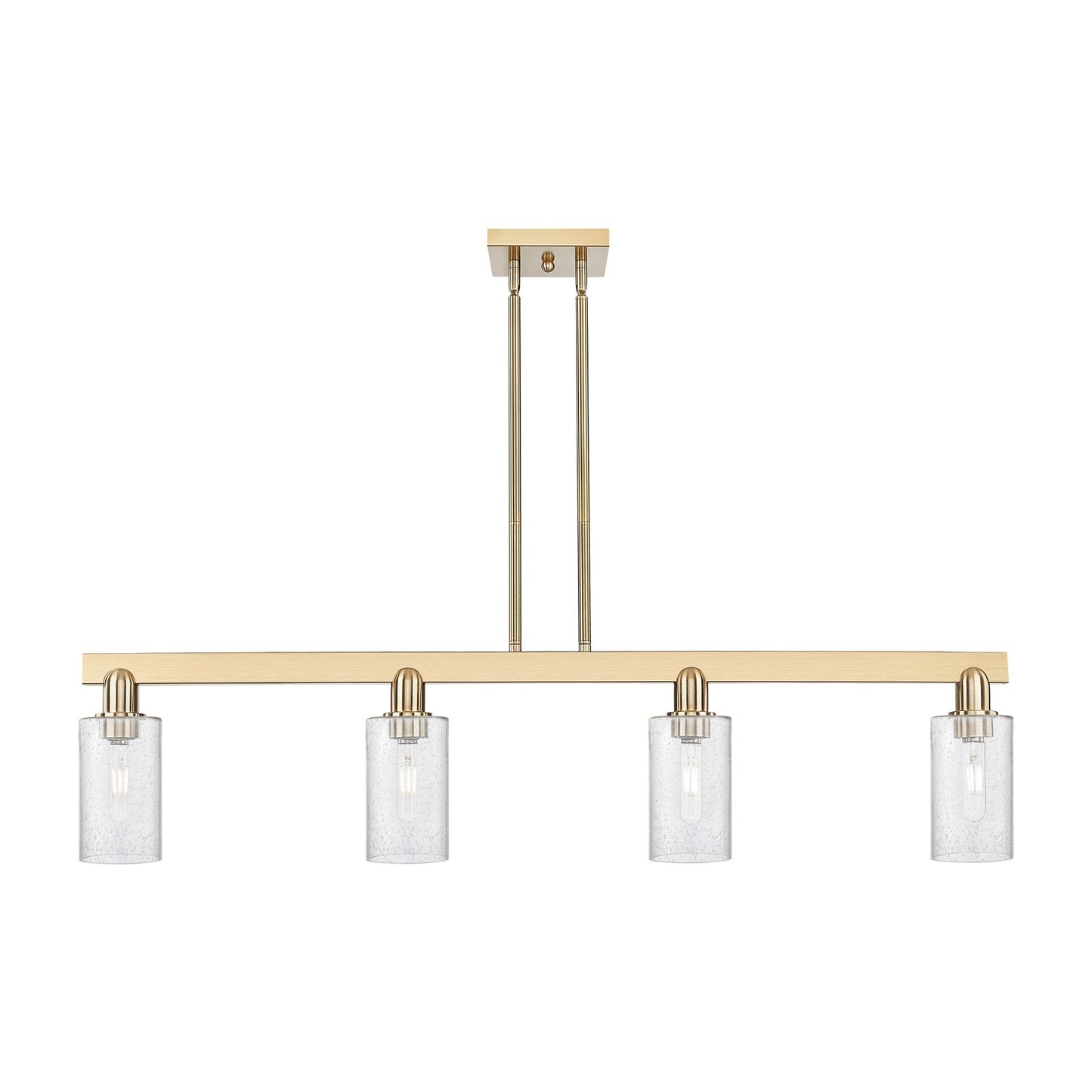 Innovations Clymer 47in 4-Light Island Light | Industrial Champagne Bronze Steel and Seedy Glass | Kitchen Island & Dining Room | Model 716-4I-CB-G804