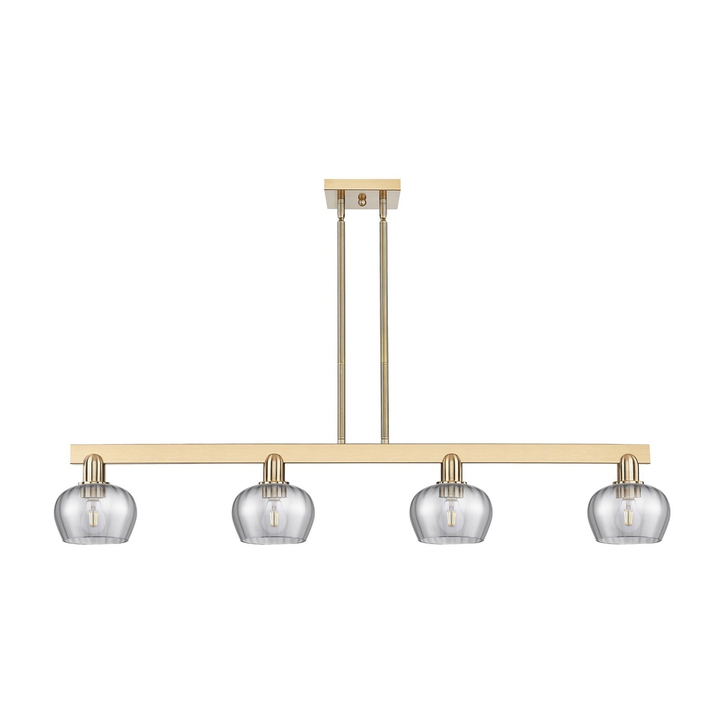 Innovations Fenton 49in 4-Light Island Light | Industrial Champagne Bronze Steel and Light Smoke Ribbed Glass | Kitchen Island & | Model 716-4I-CB-G93