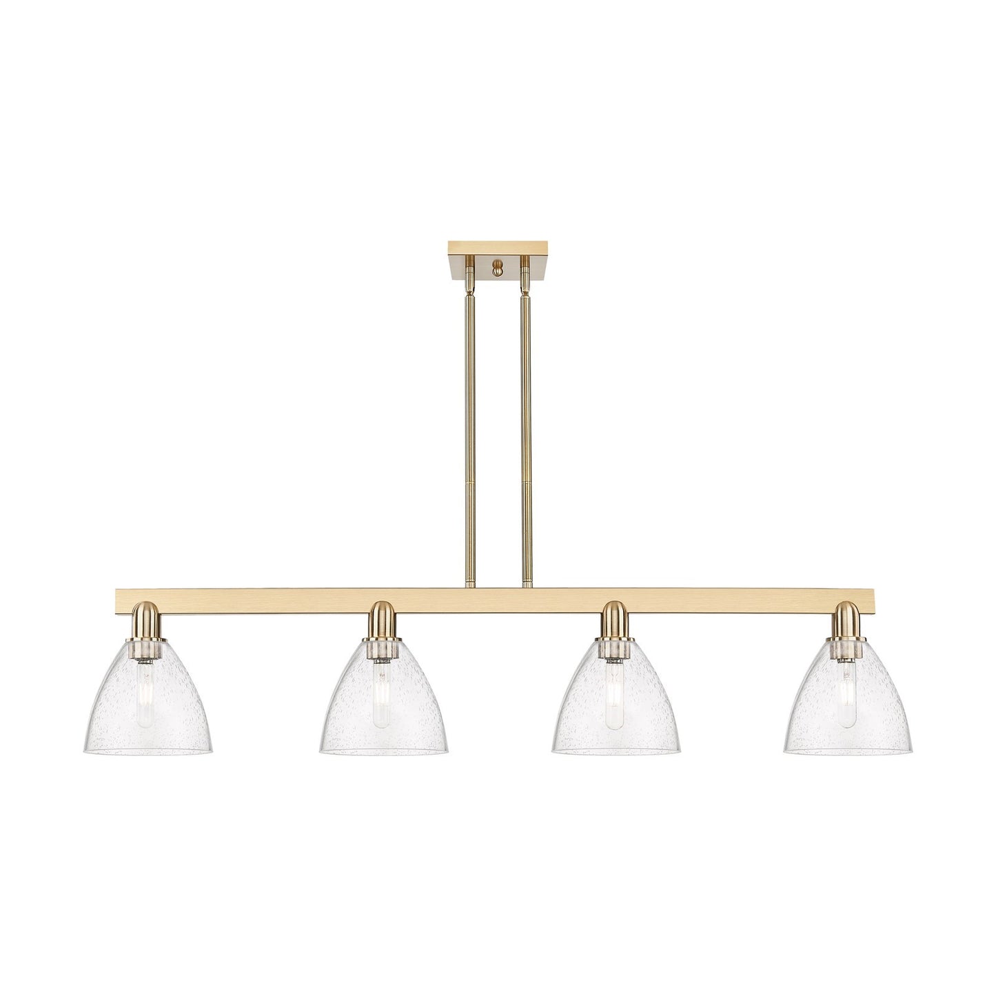 Innovations Bristol 50in 4-Light Island Light | Industrial Champagne Bronze Steel and Seedy Glass | Kitchen Island & Dining Room | Model 716-4I-CB-GBD-754