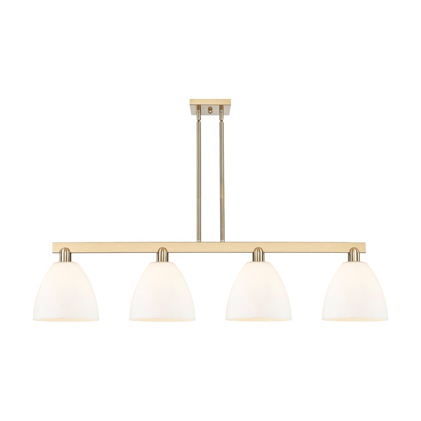 Innovations Bristol 52in 4-Light Island Light | Industrial Champagne Bronze Steel and Matte White Glass | Kitchen Island & Dining | Model 716-4I-CB-GBD-91