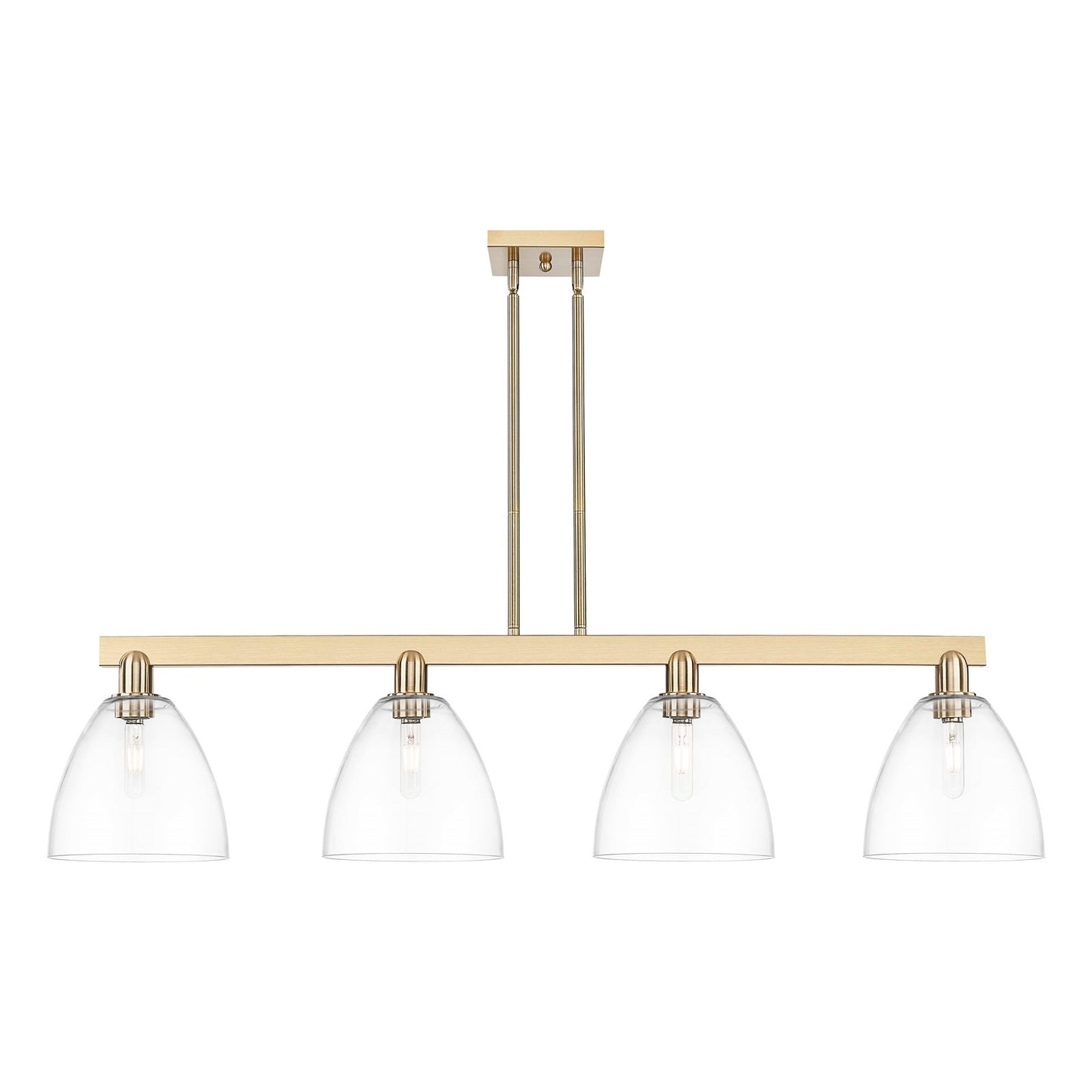 Innovations Bristol 52in 4-Light Island Light | Industrial Champagne Bronze Steel and Clear Glass | Kitchen Island & Dining Room | Model 716-4I-CB-GBD-92