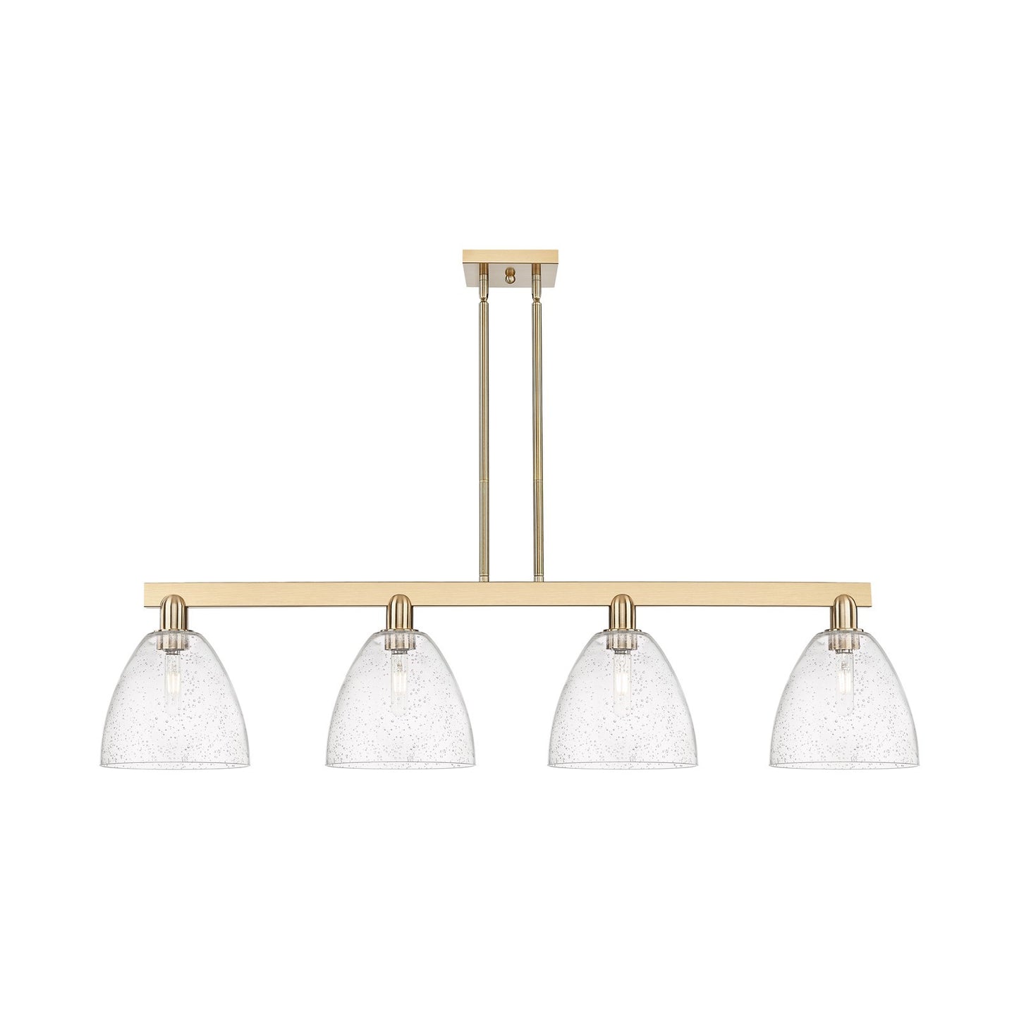 Innovations Bristol 52in 4-Light Island Light | Industrial Champagne Bronze Steel and Seedy Glass | Kitchen Island & Dining Room | Model 716-4I-CB-GBD-94