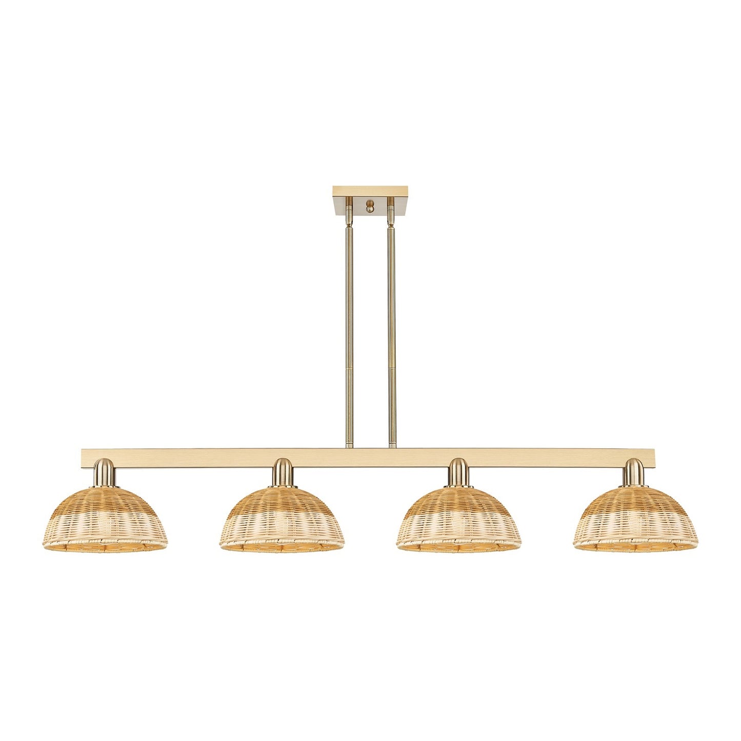 Innovations Lighting Bristol Natural II 52in 4-Light Island Light | Industrial Champagne Bronze Steel and Natural Fiber Dome | Model 716-4I-CB-NBD2-9-NAT