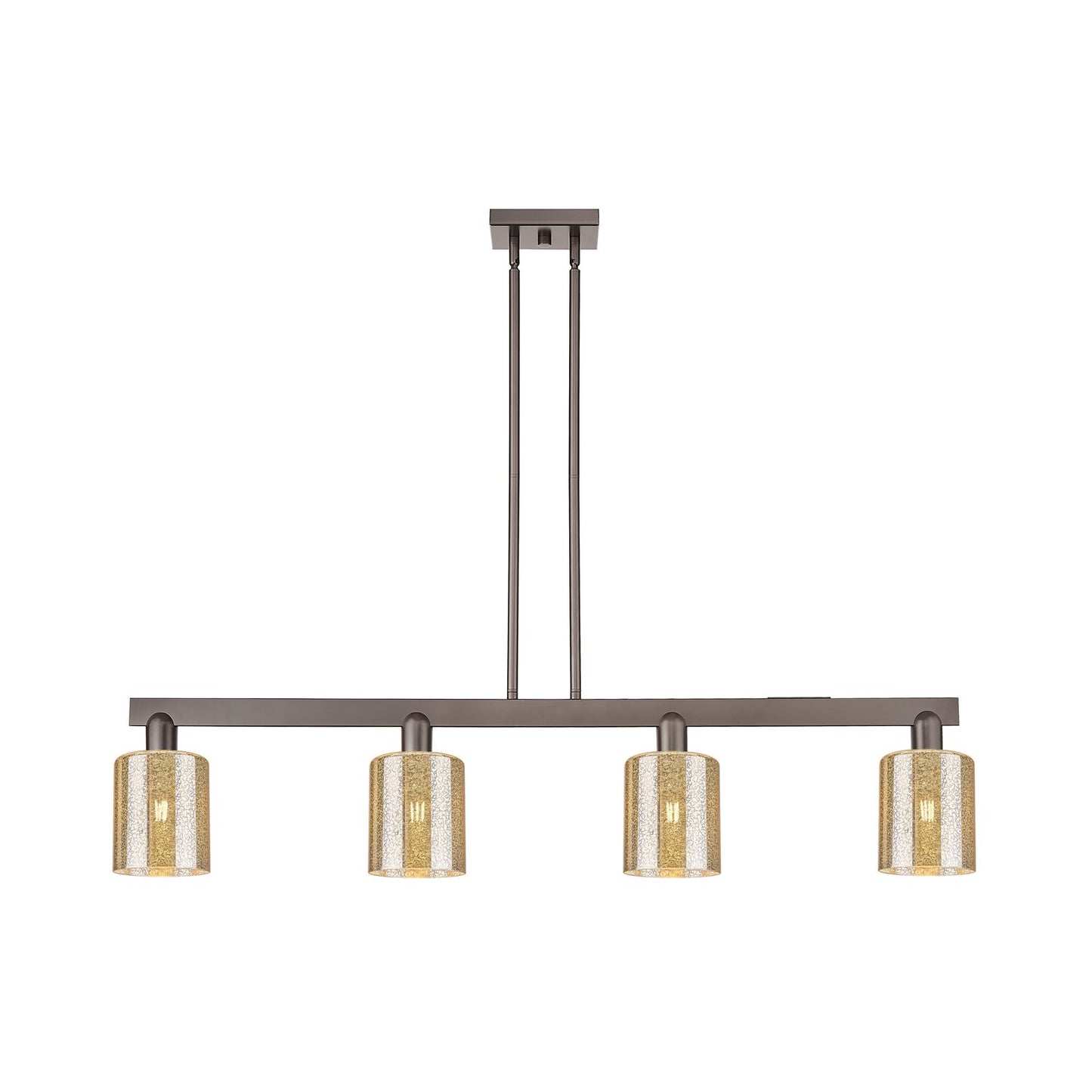 Innovations Cobbleskill 48in 4-Light Island Light | Industrial Oil Rubbed Bronze Steel and Mercury Glass | Kitchen Island & Dining | Model 716-4I-OB-G116