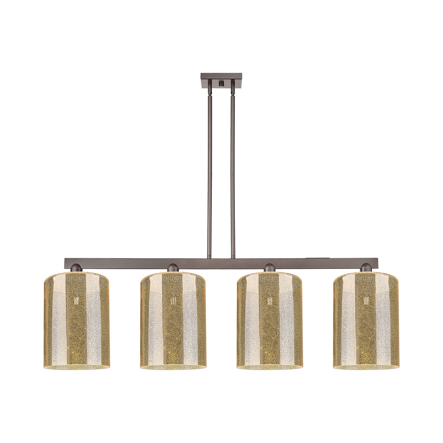 Innovations Cobbleskill 52in 4-Light Island Light | Industrial Oil Rubbed Bronze Steel and Mercury Glass | Kitchen Island & | Model 716-4I-OB-G116-L