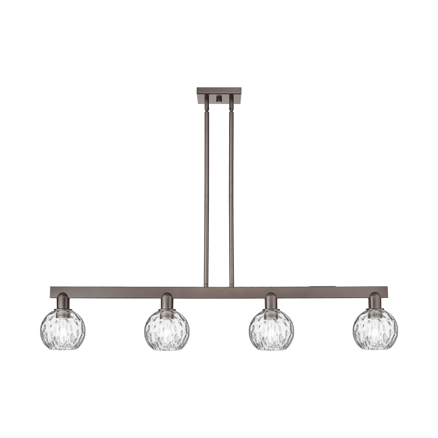 Innovations Athens Water Glass 49in 4-Light Island Light | Industrial Oil Rubbed Bronze and Clear Glass | Kitchen Island | Model 716-4I-OB-G1215-6