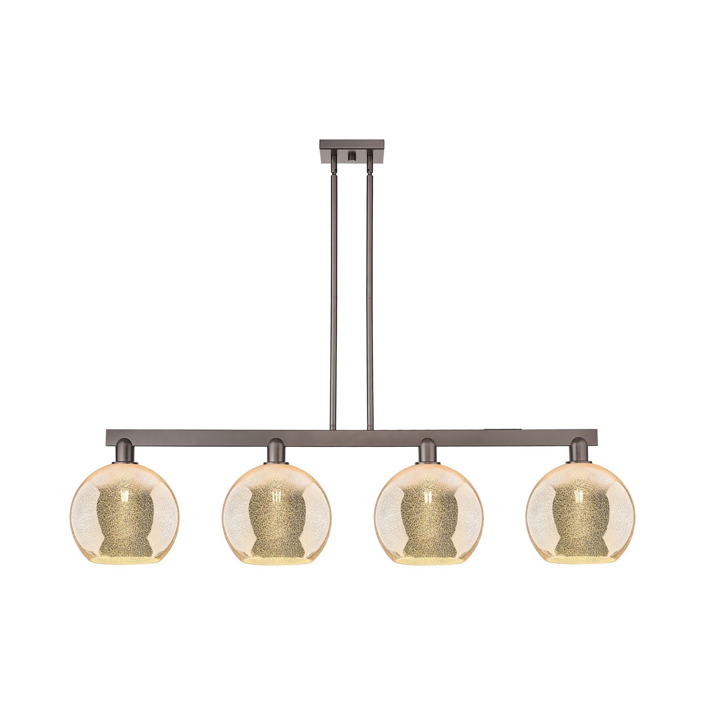 Innovations Athens 53in 4-Light Island Light | Industrial Oil Rubbed Bronze Steel and Mercury Glass | Kitchen Island & Dining | Model 716-4I-OB-G128-10